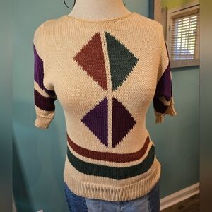 Vintage Janet Maffei Sweater with Bold Geometric Print